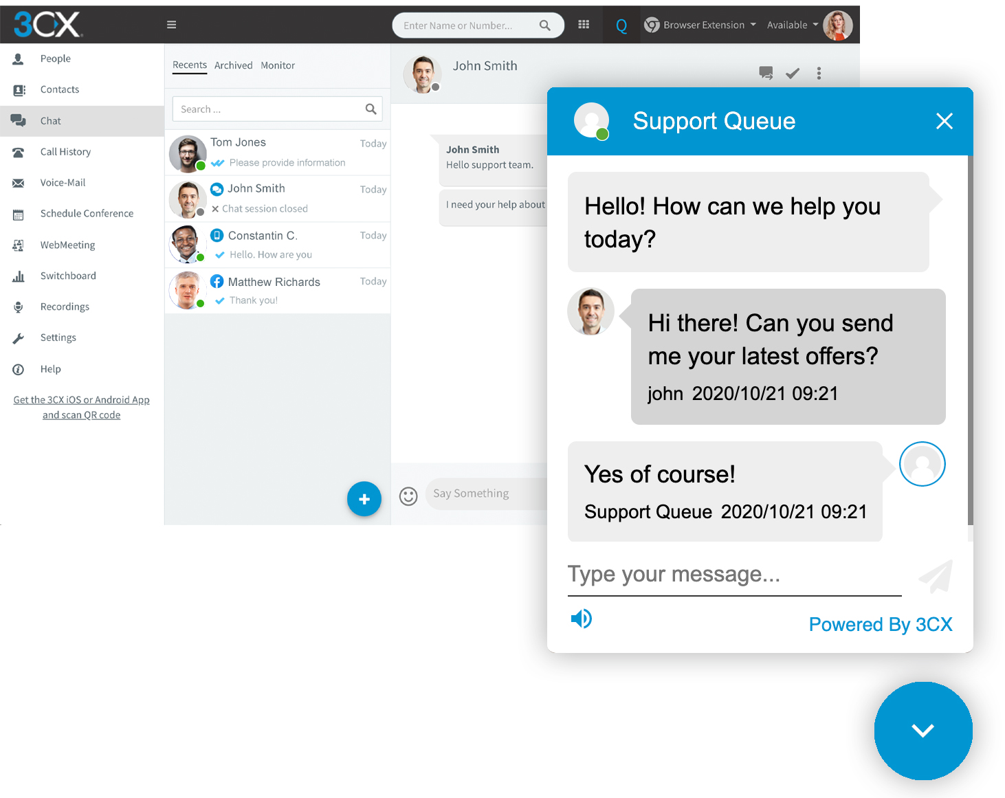 3CX live chat