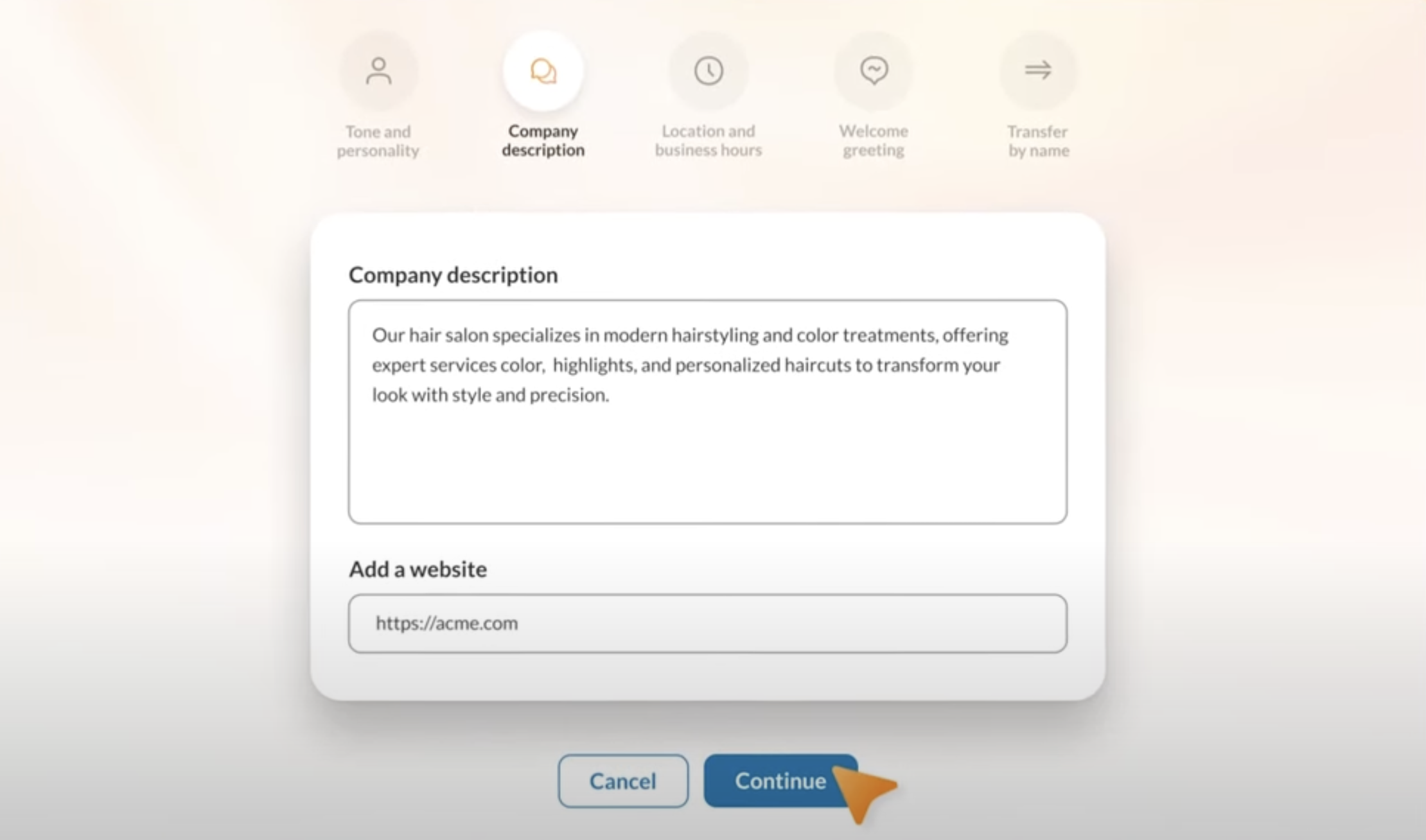 AI Receptionist add info