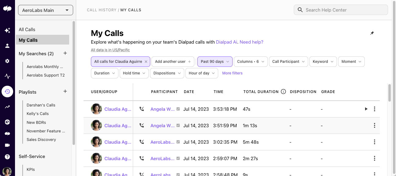 Dialpad call recording