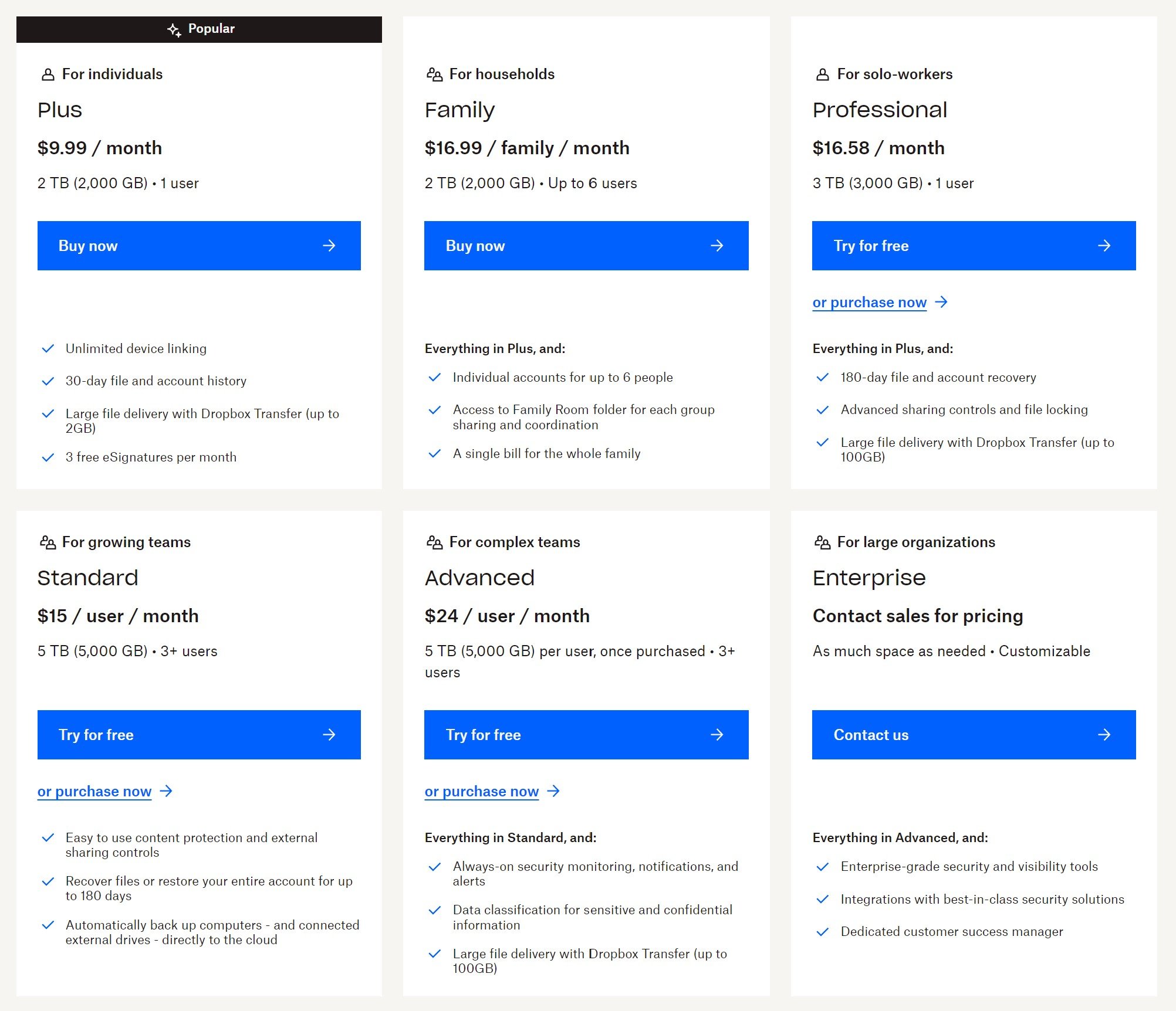 Dropbox Pricing