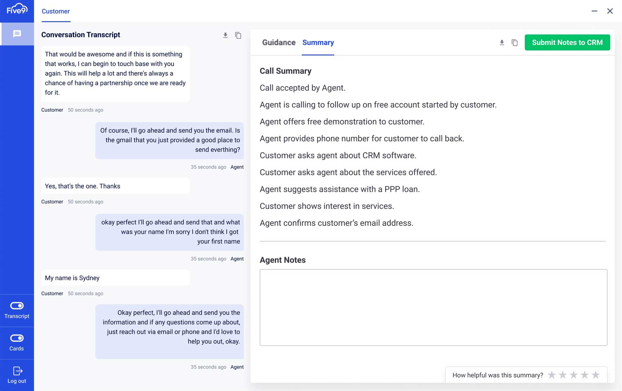 Five9 Conversation Transcript