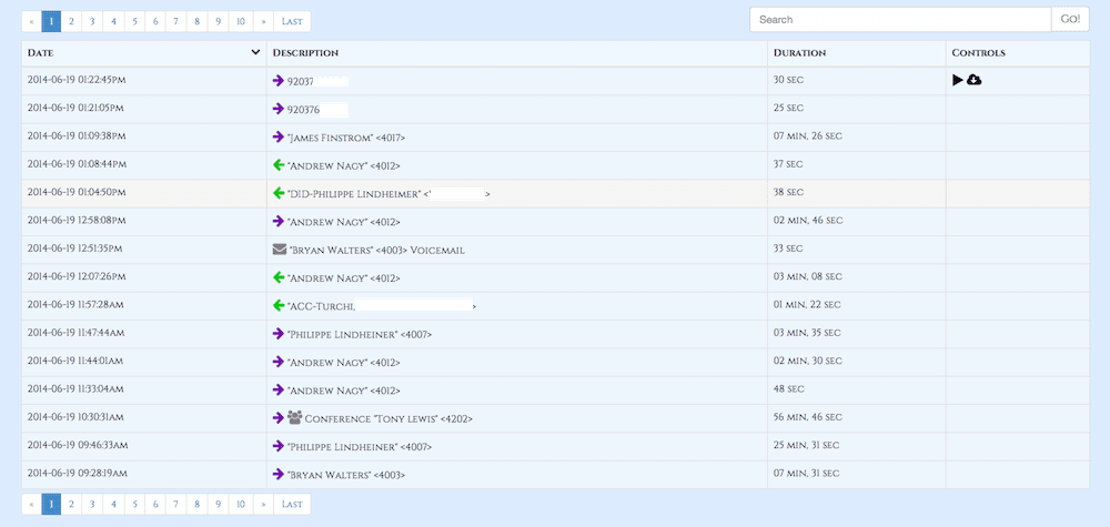 FreePBX Call Log