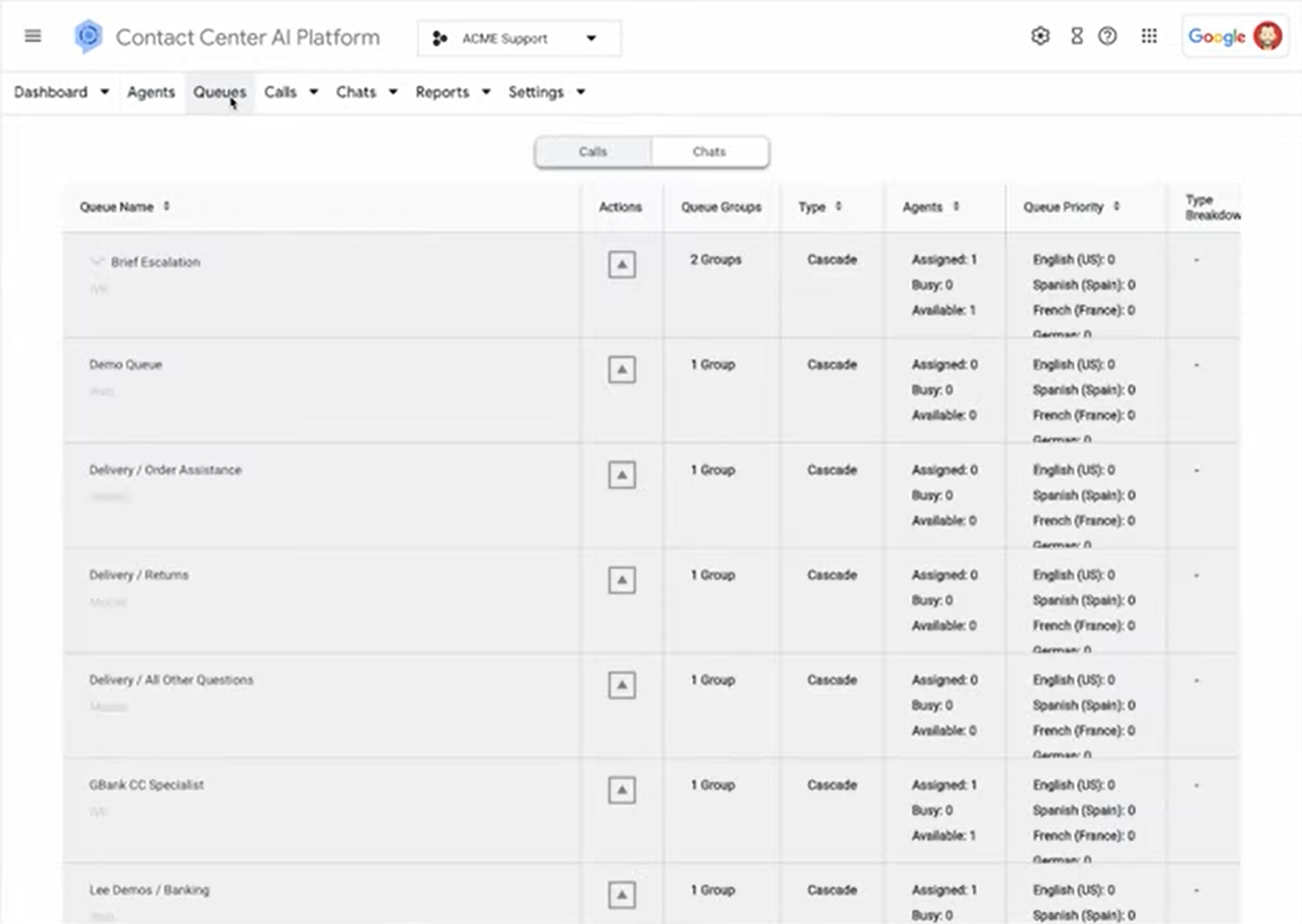 Google CCAI Queues