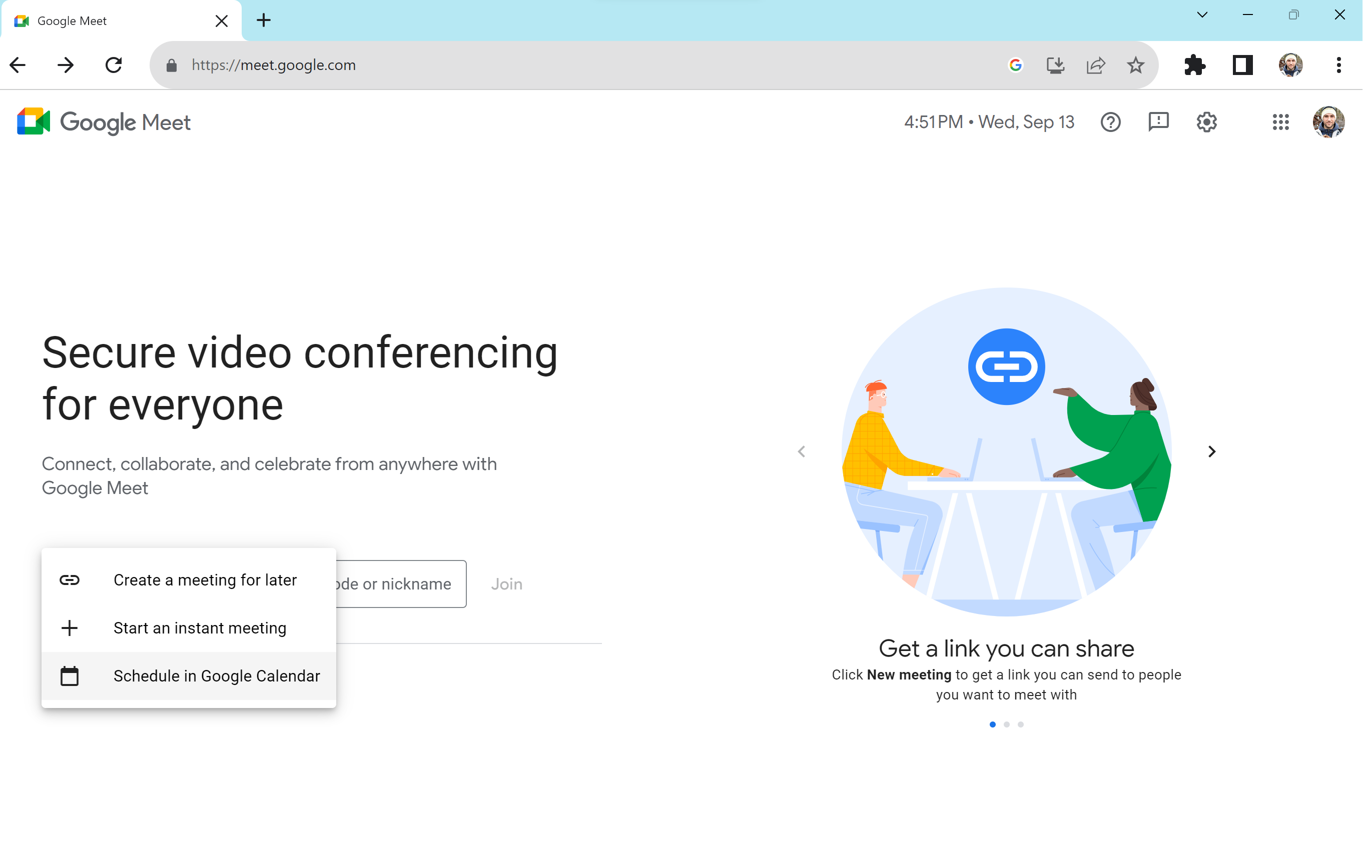 Google Meet Instant Meeting 2