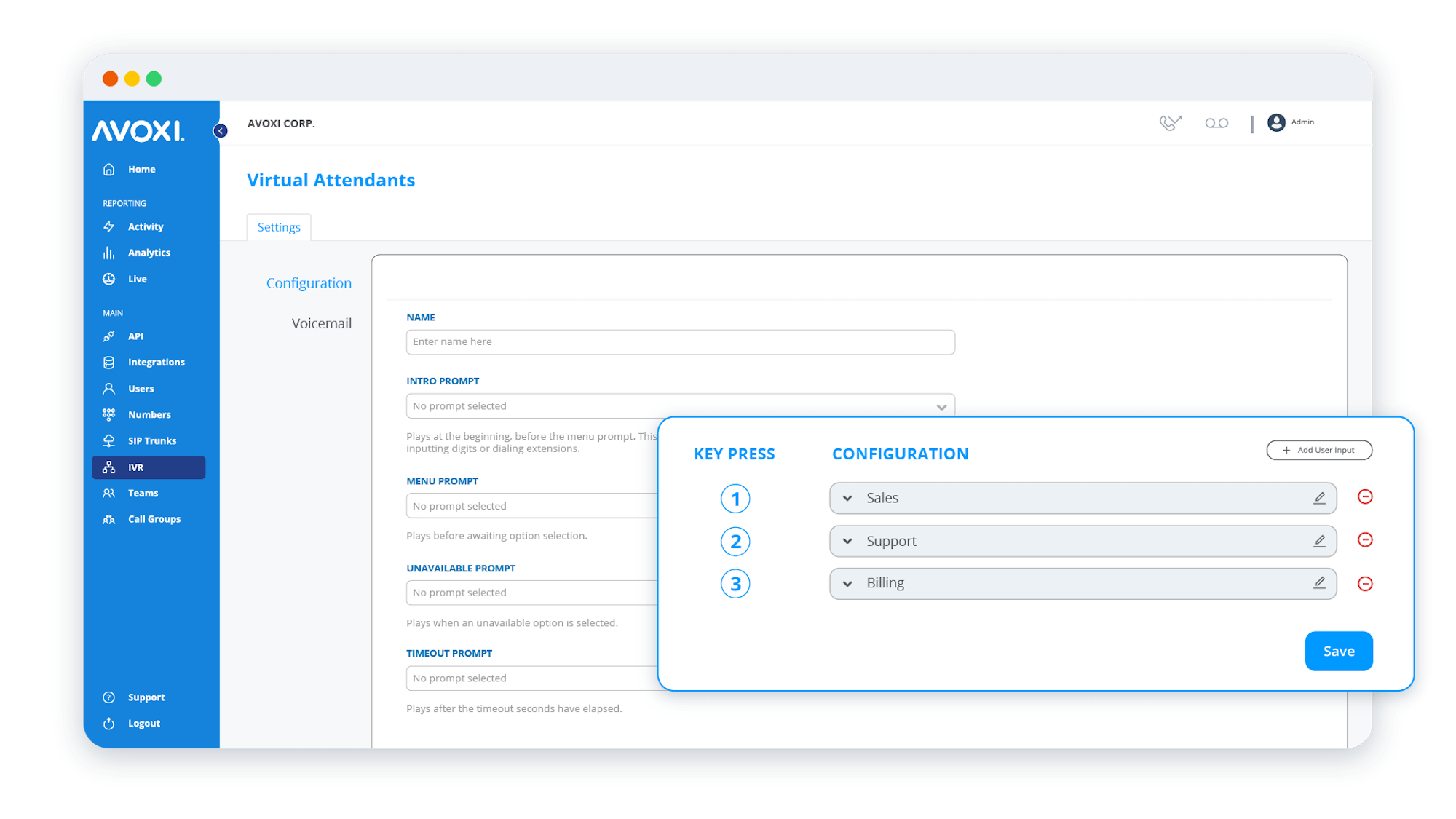 IVR-Dashboard avoxi