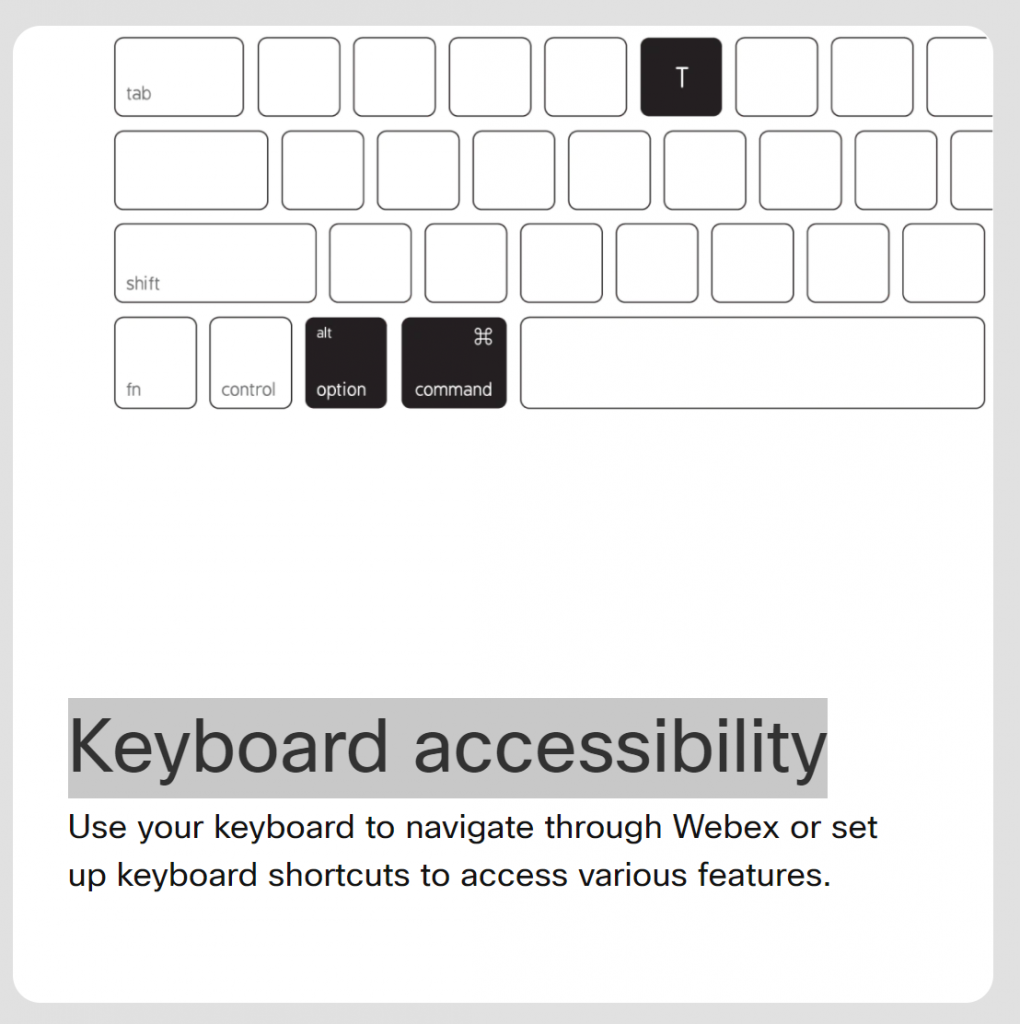Keyboard Accessibility Webex