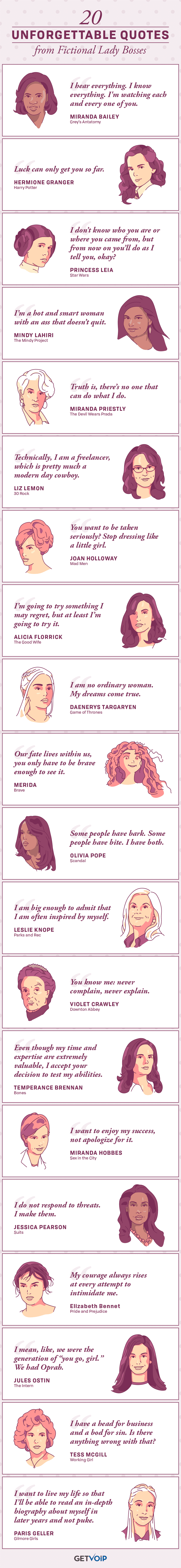 Quotes from fictional lady bosses infographic
