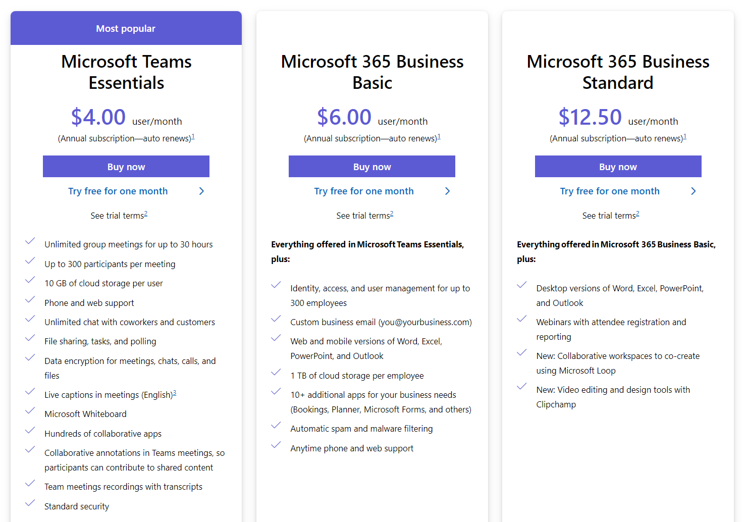 Microsoft Teams Pricing