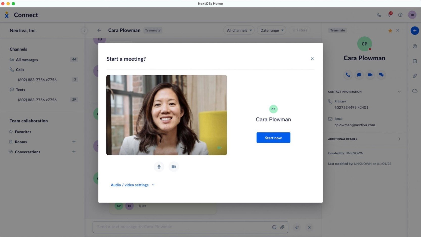 Nextiva Start Meeting