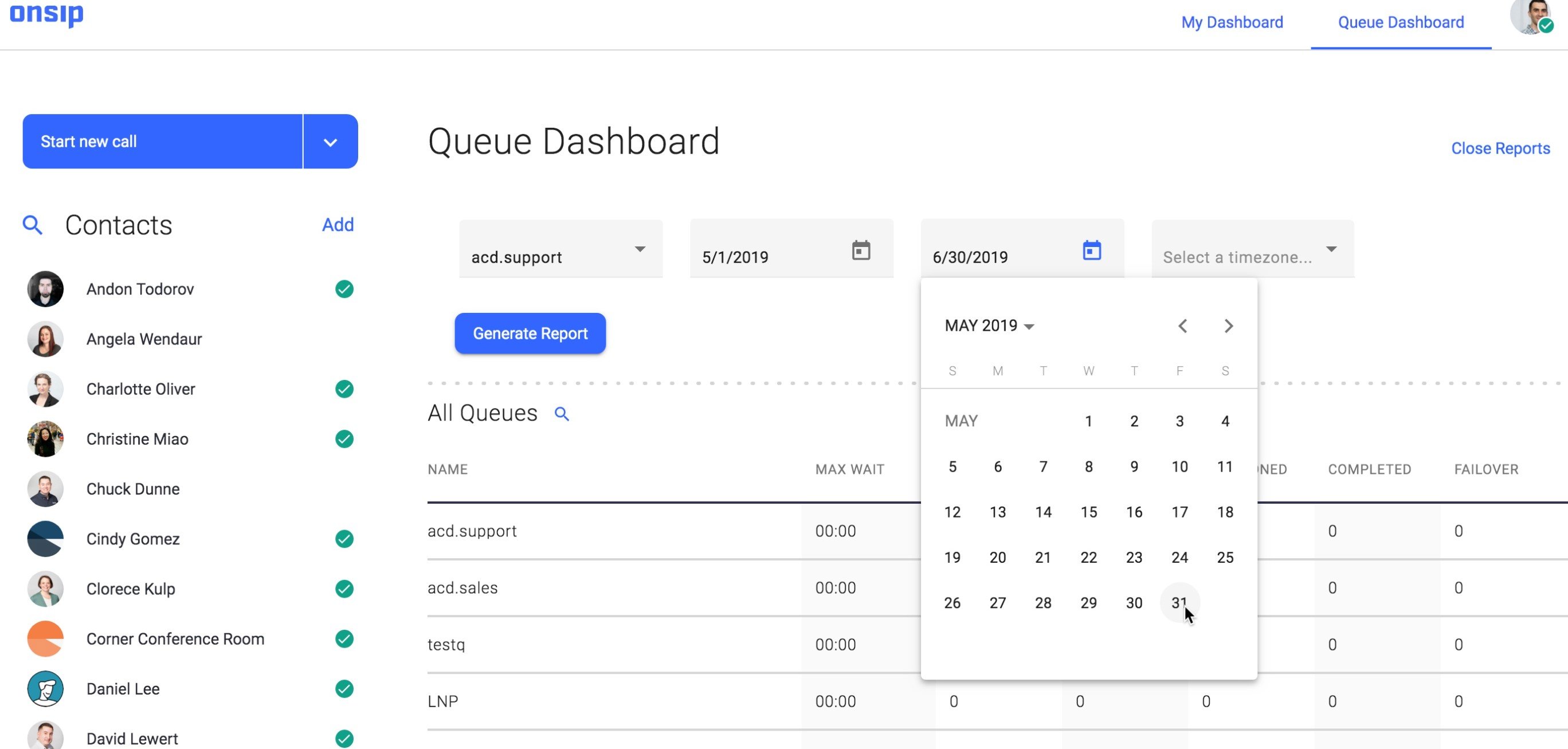 OnSIP Dashboard