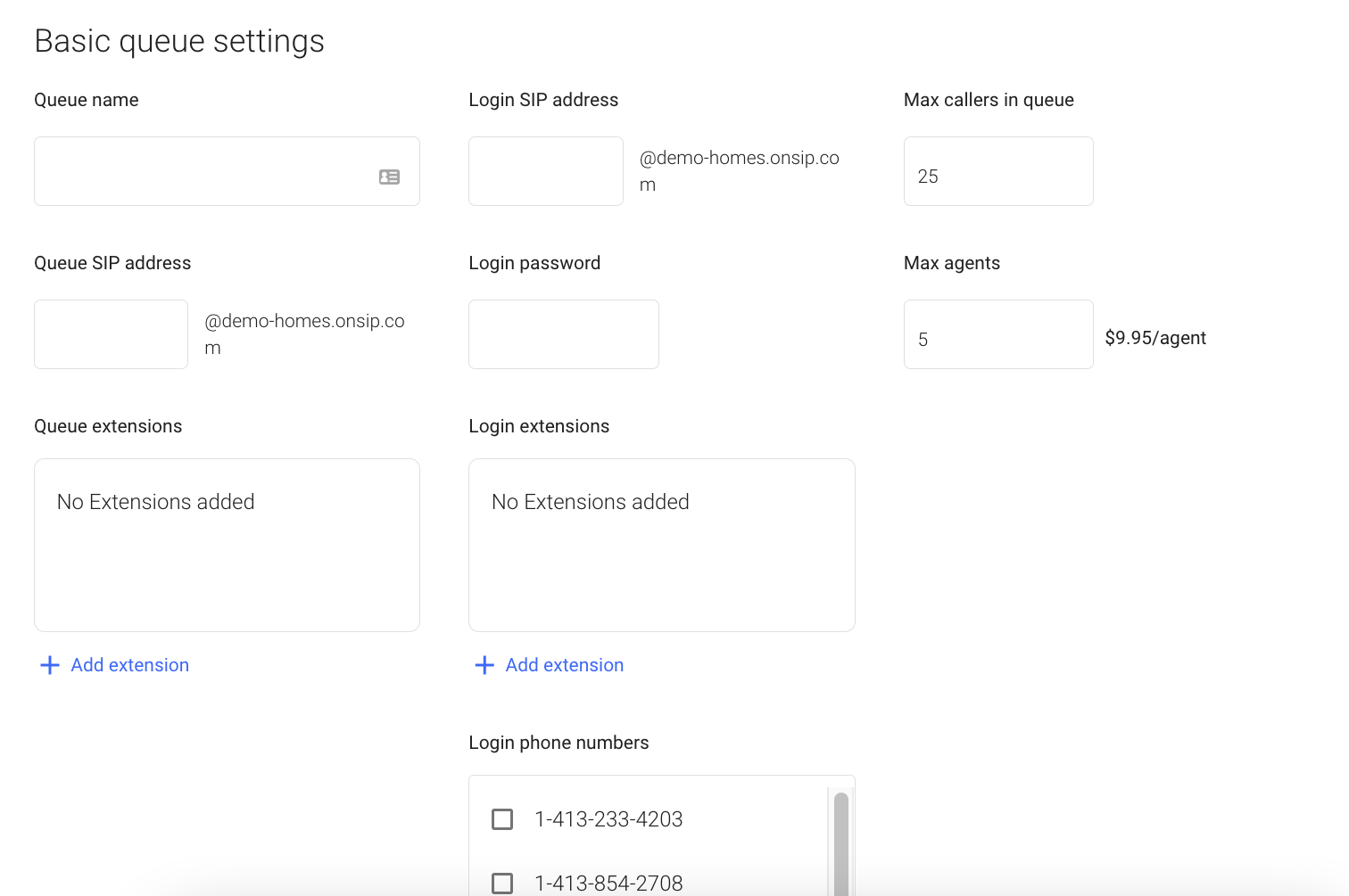 OnSIP Queue Setup