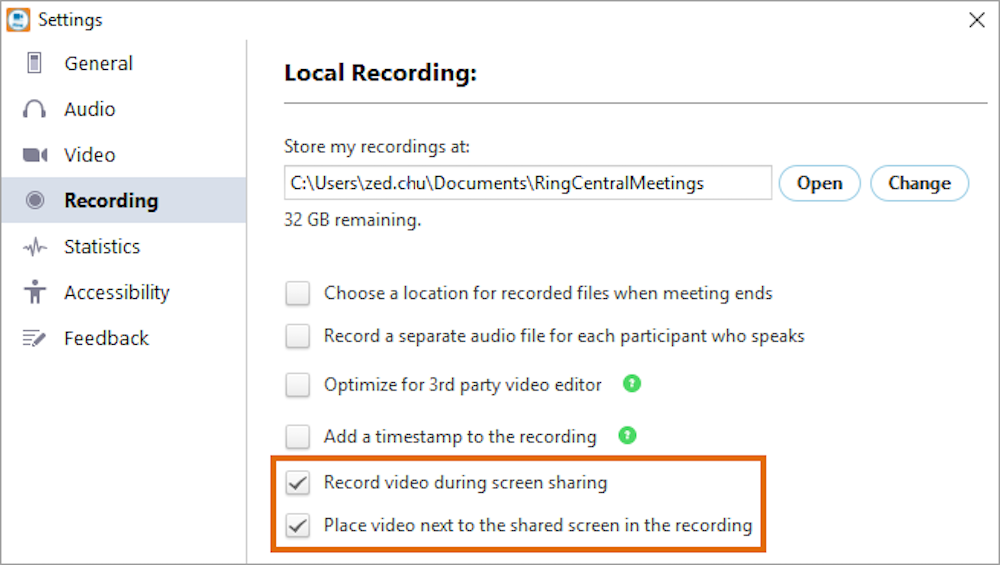 Ringcentral recording