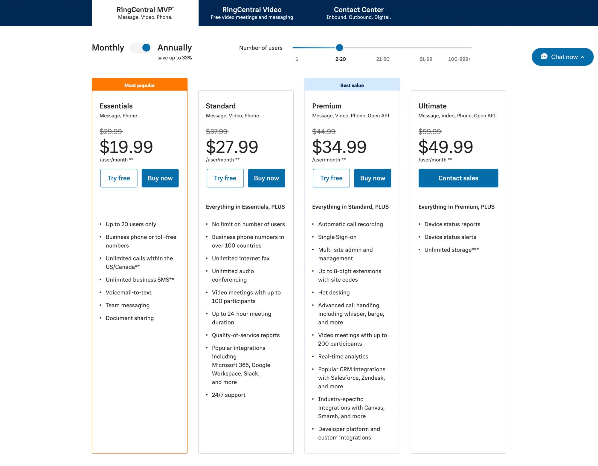 RingCentral Plans and Pricing
