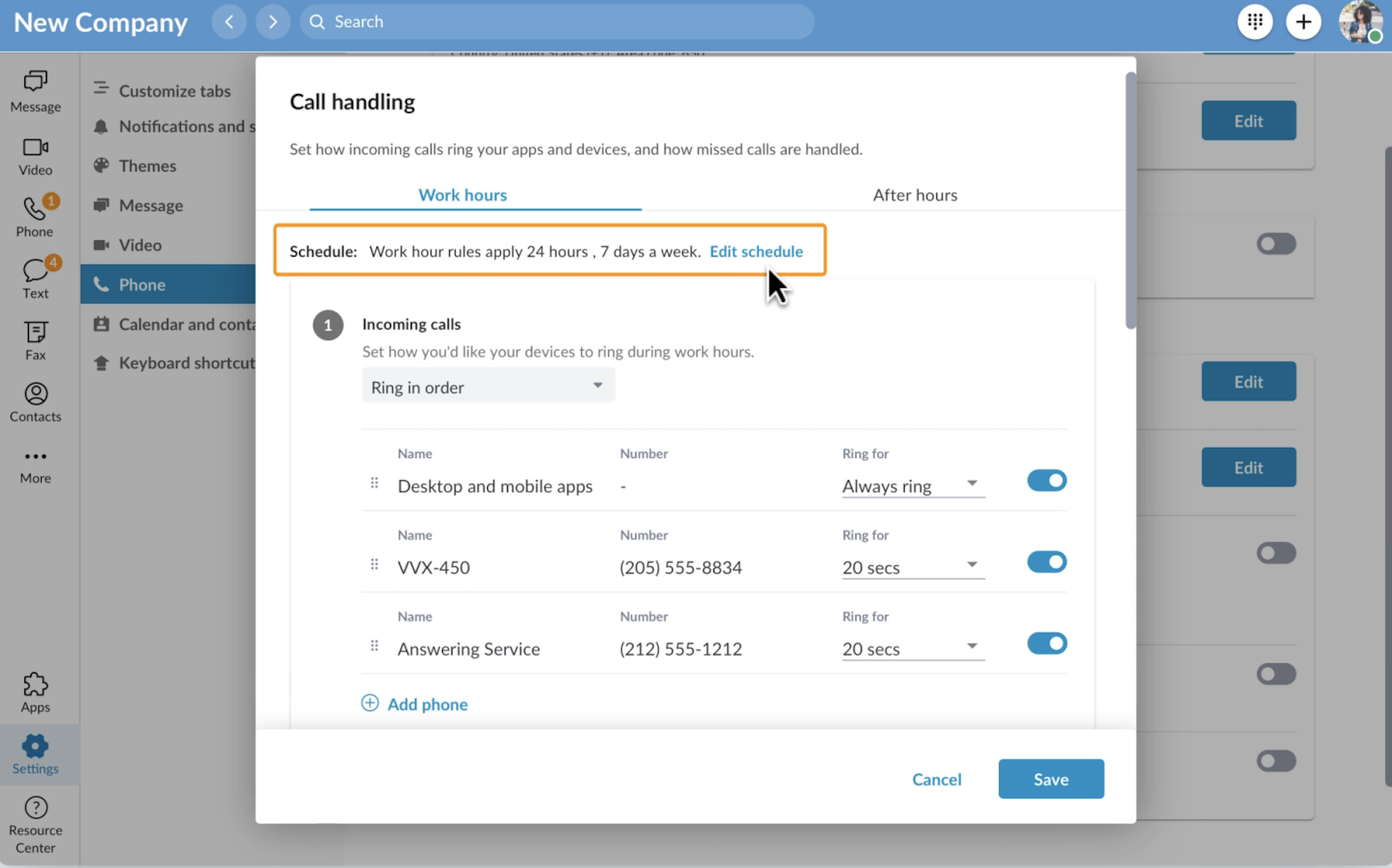 RingCentral key features