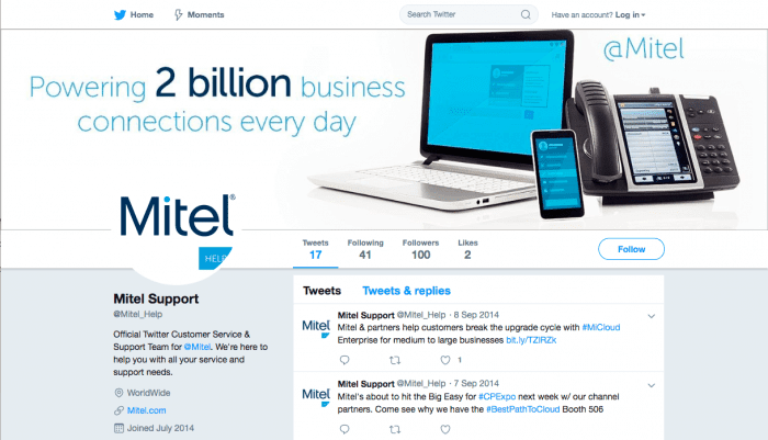 mitel social media support