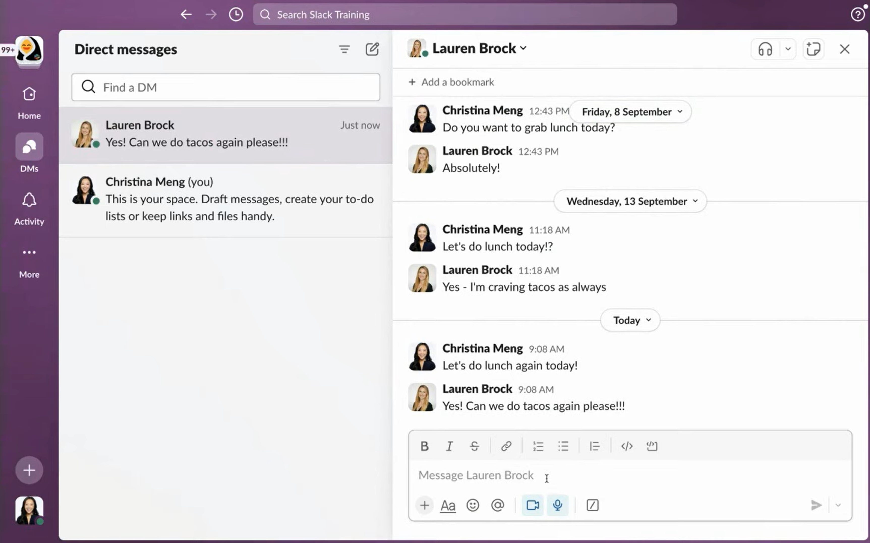 Slack DM Interface