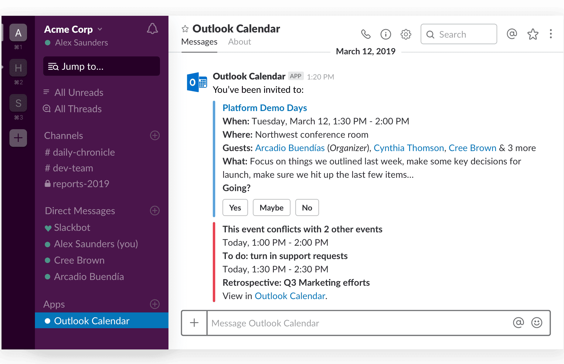 update slack status based on google calendar