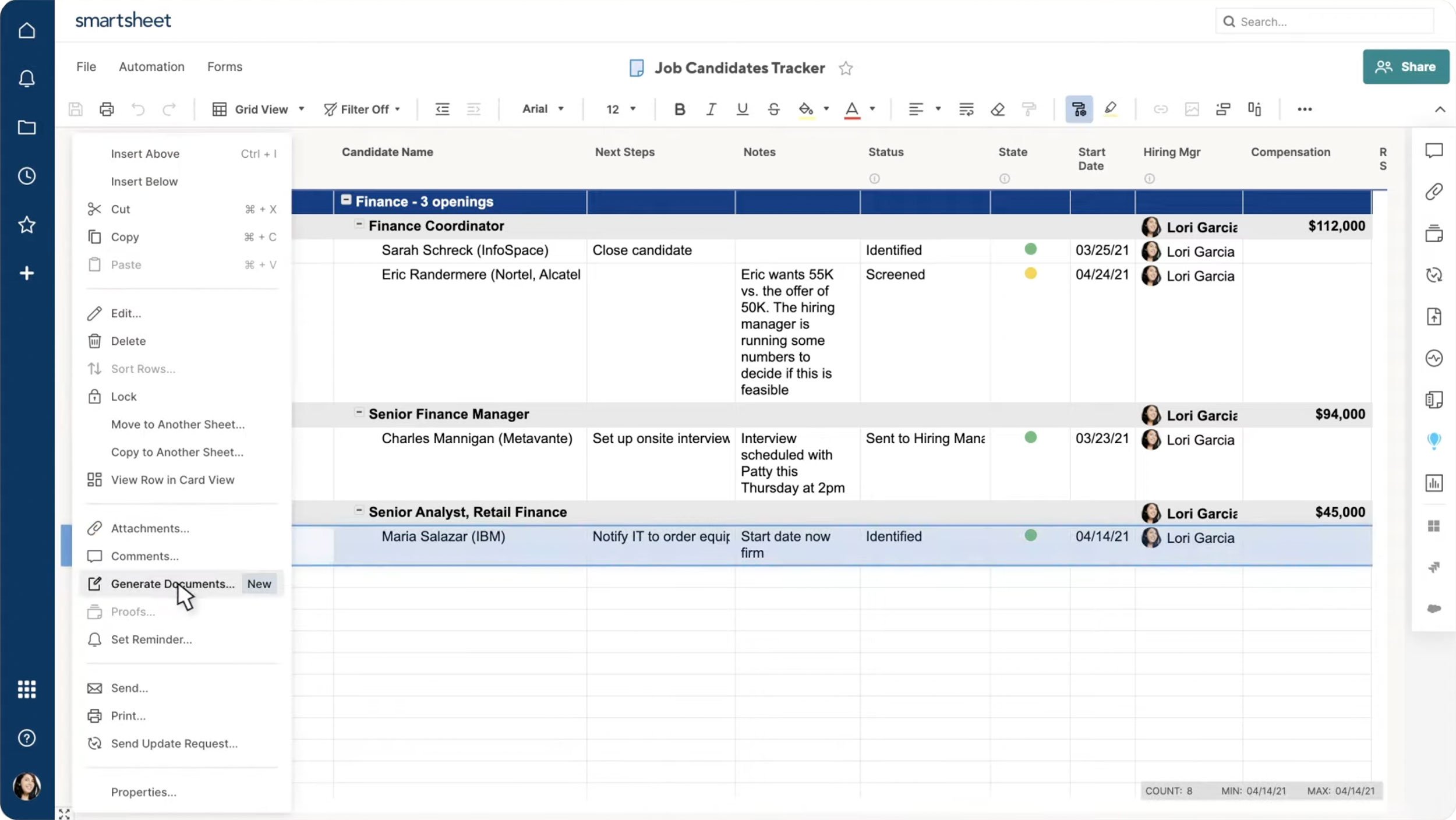 Smartsheet Document Builder