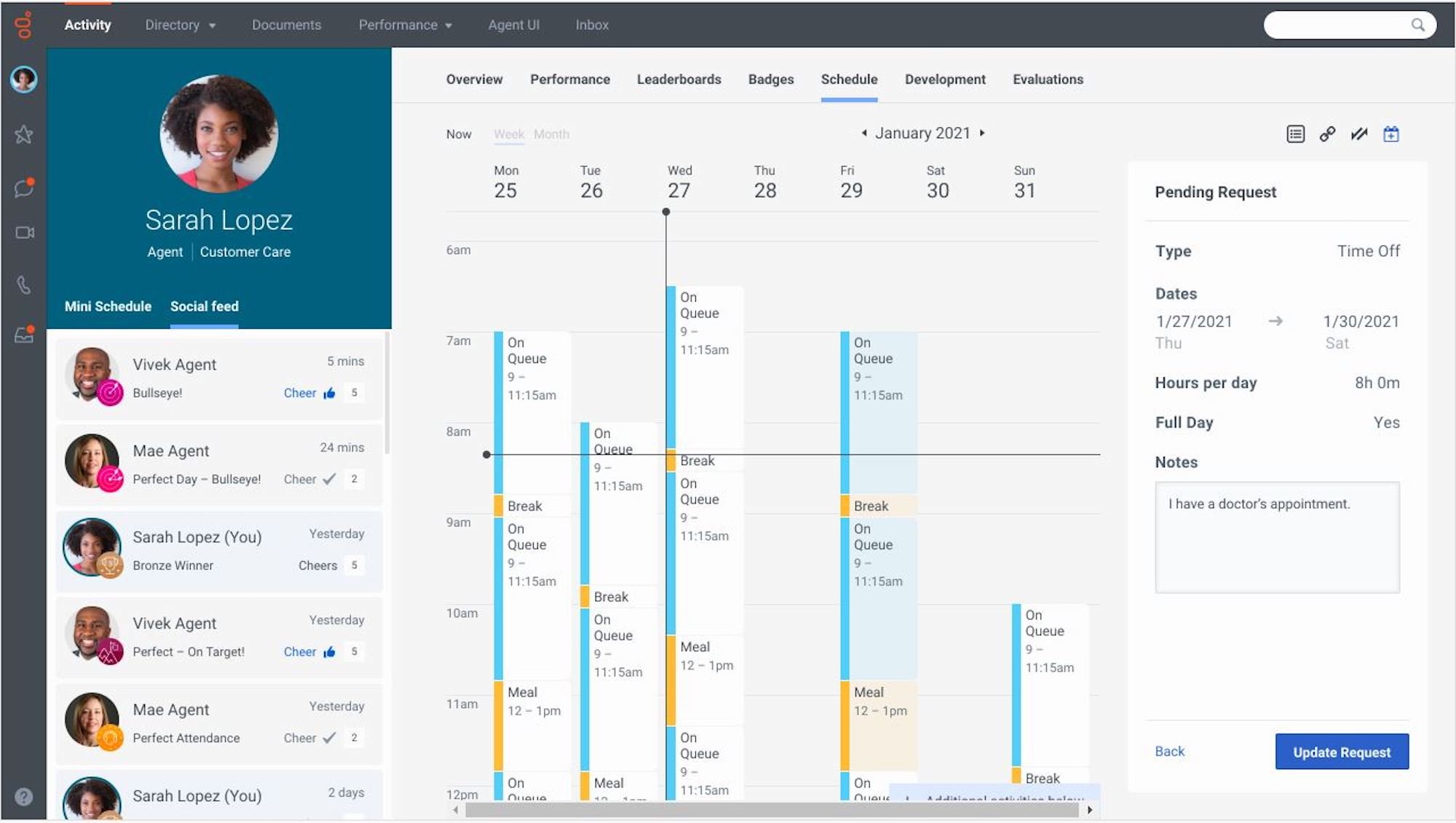 WFM schedule adherence genesys