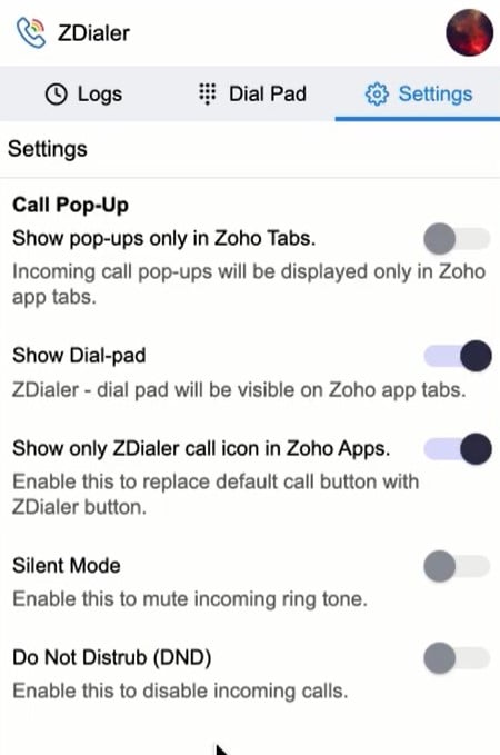 ZDialer Settings