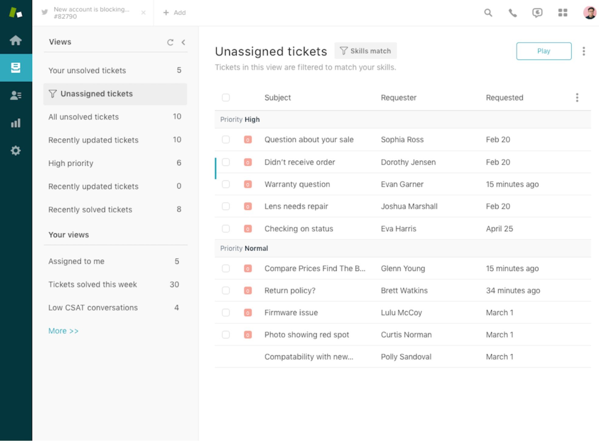 Zendesk Unassigned Tickets