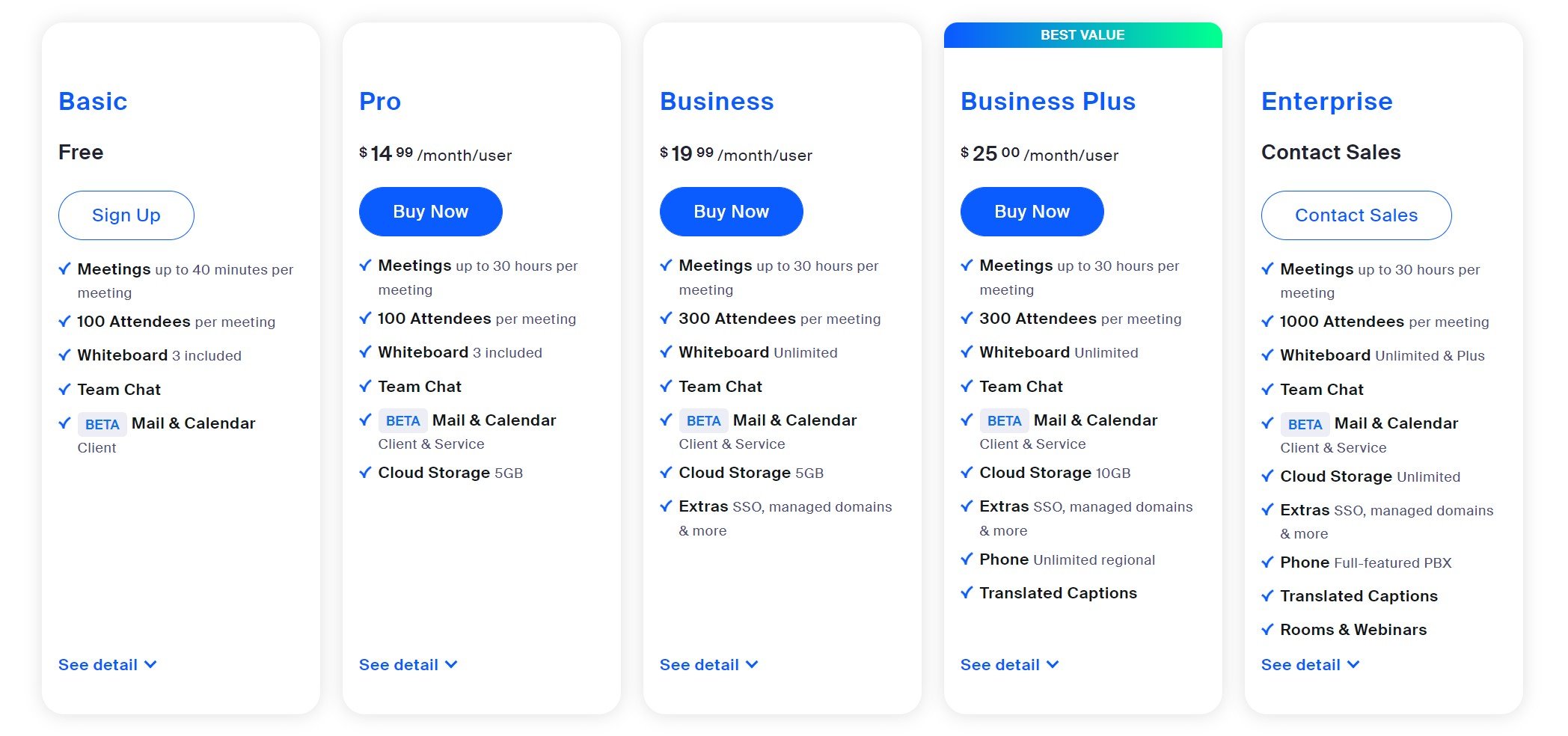 Zoom One Pricing