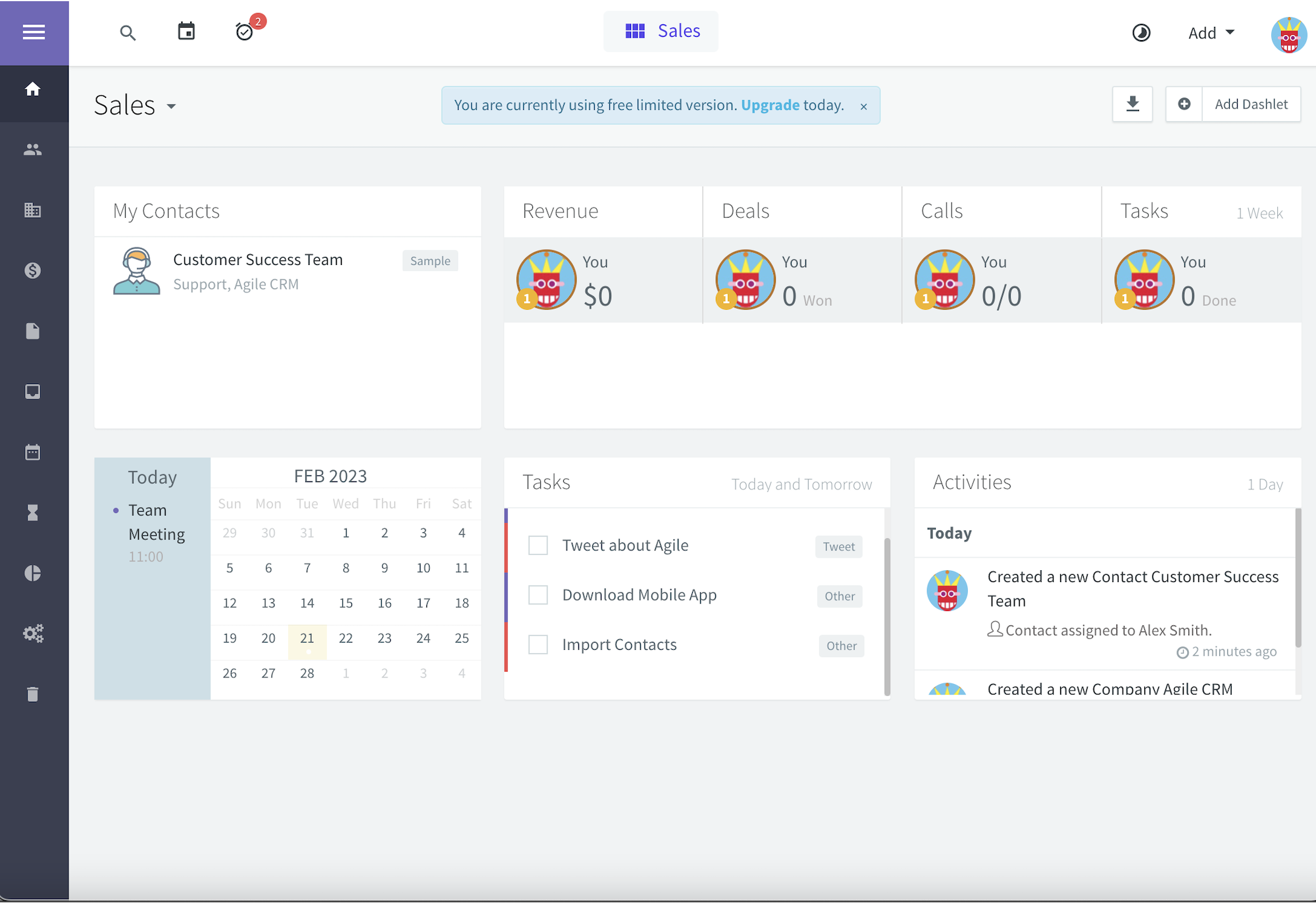 agile crm dashboard