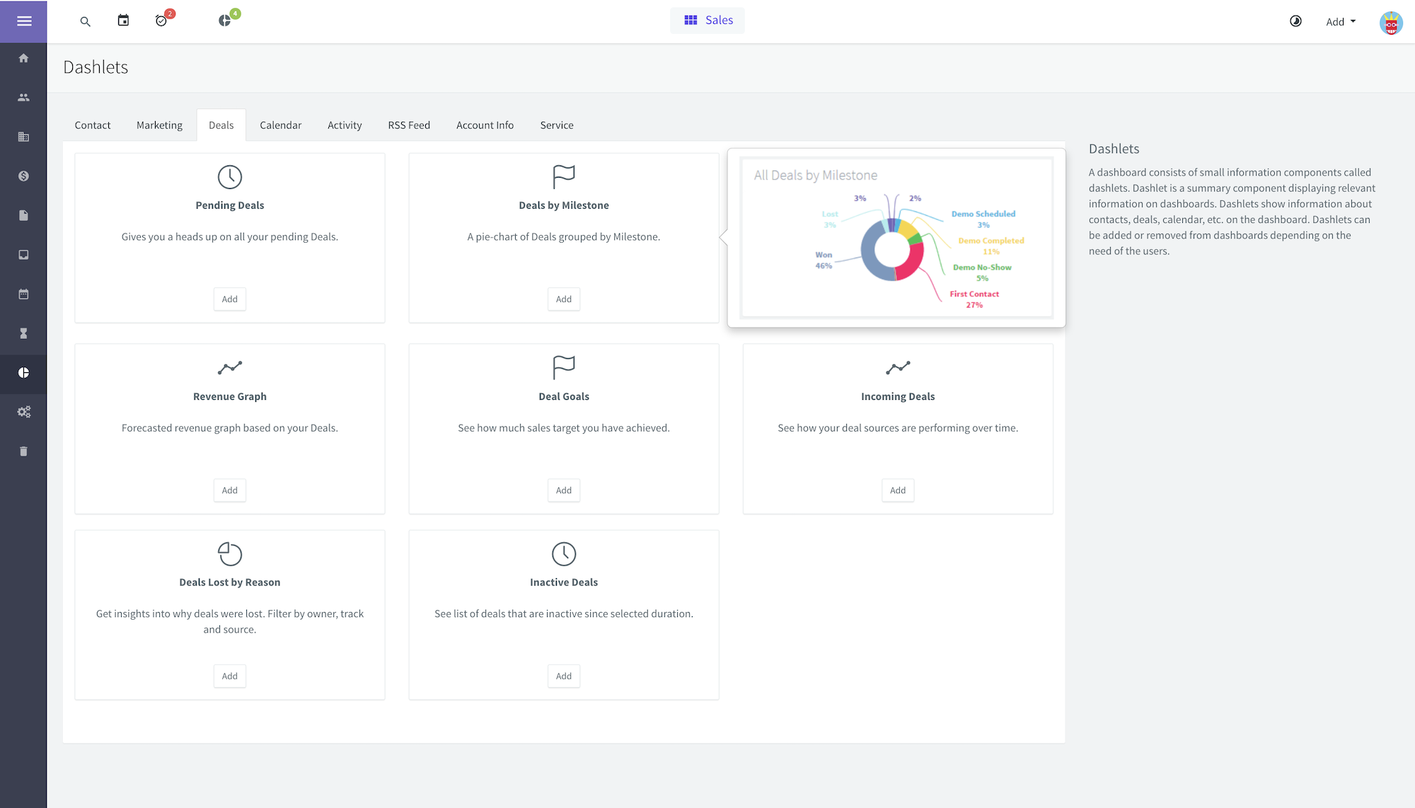 agilecrm dashlet