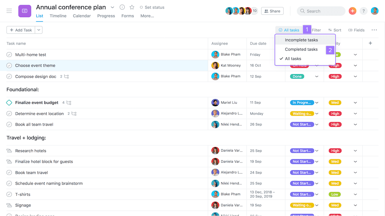 how to get to board view in asana