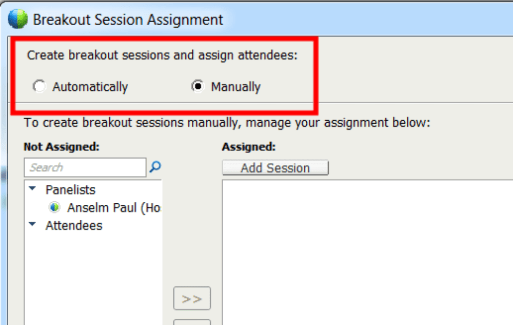 Assign Breakout Room Attendees WebEx