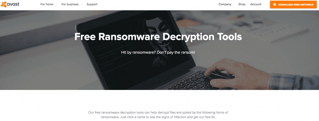Avast Ransomware Decryption Tools 1.0.0.688 downloading