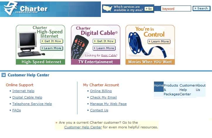 Charter Communication Website June 8, 2003 