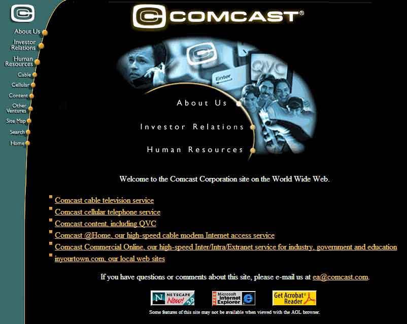Comcast Website December 11, 1997 