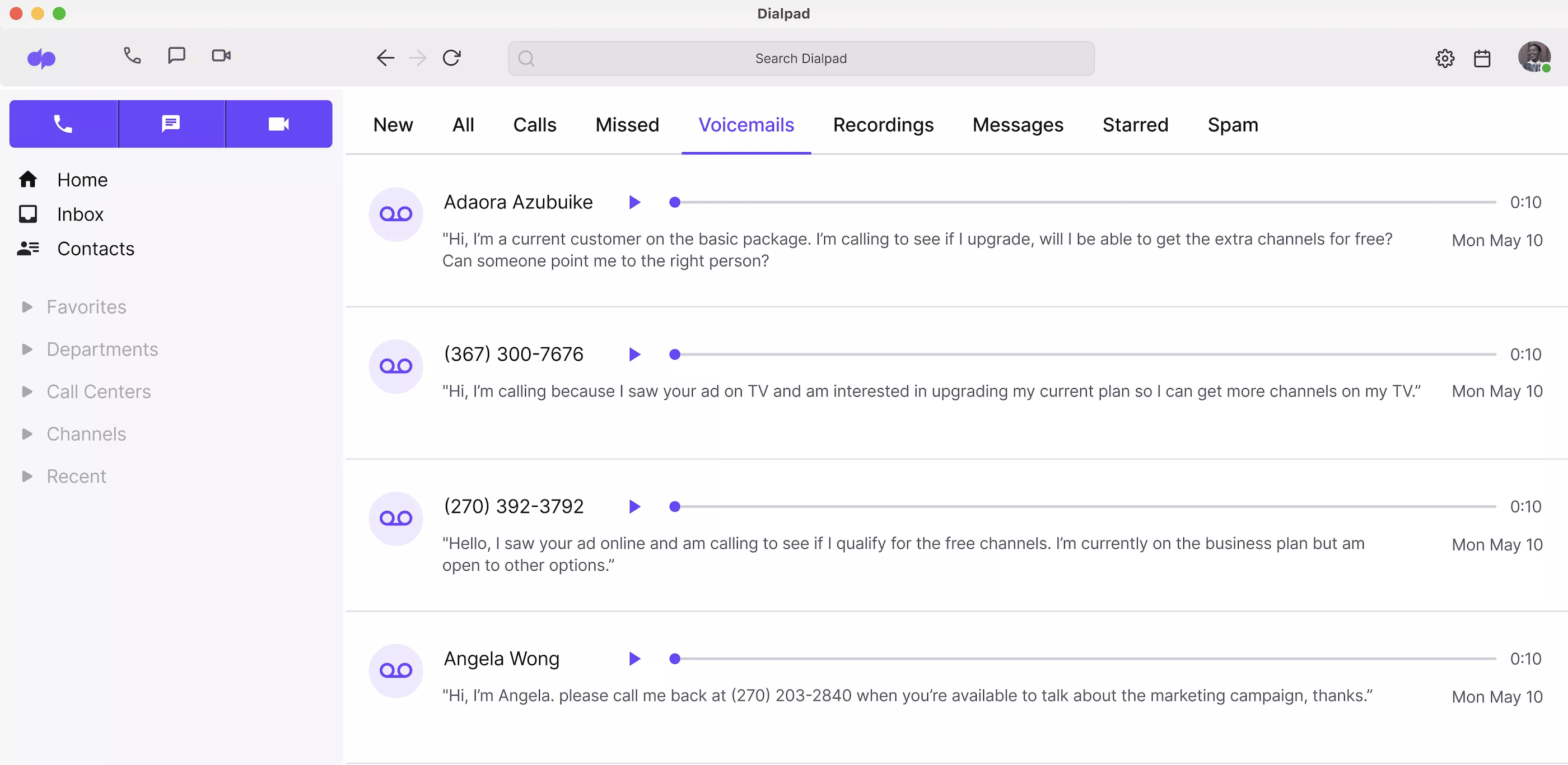 Dialpad call recordings