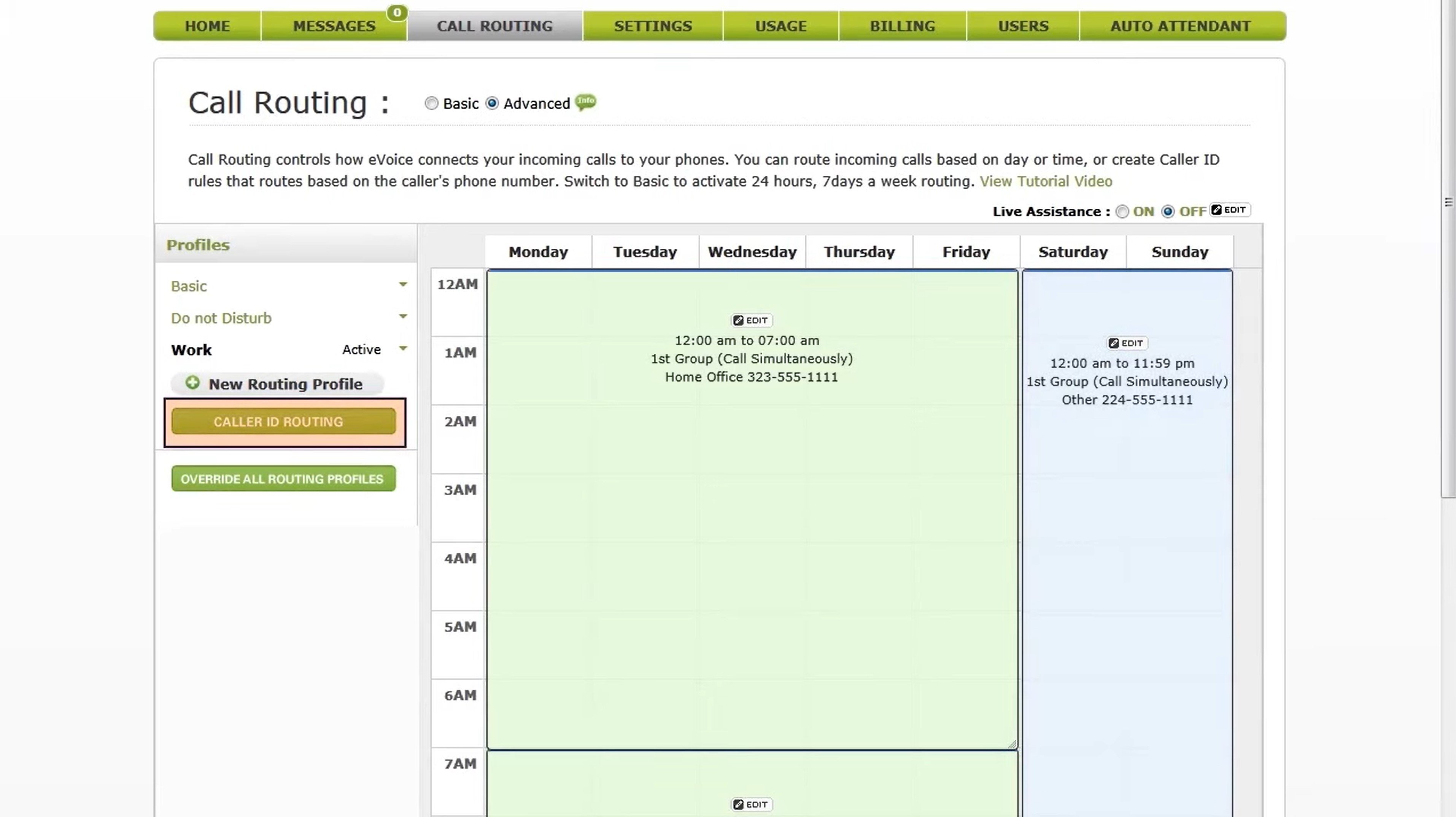 eVoice Call Routing