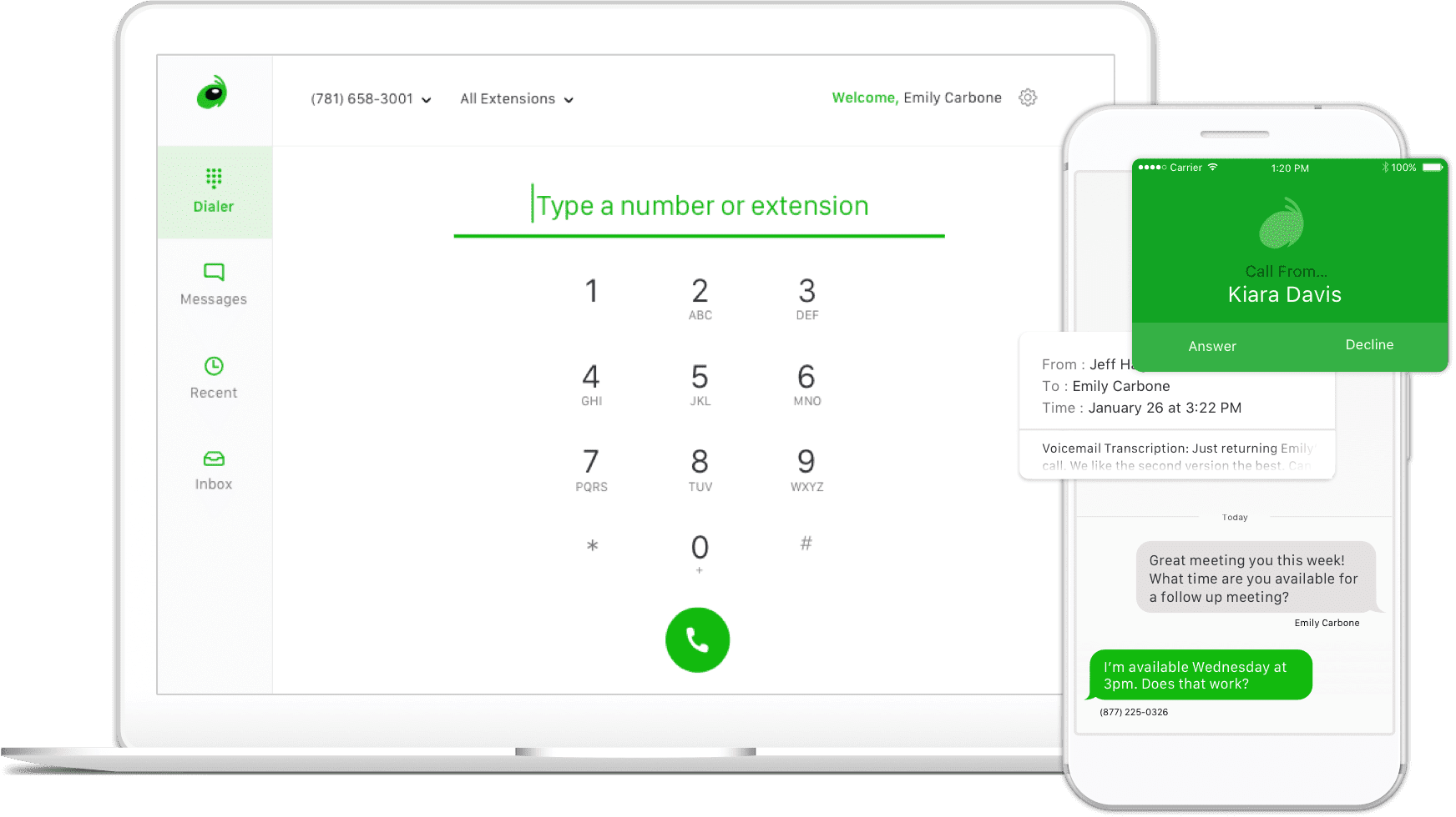 Phone number type. Grasshopper Virtual Phone.