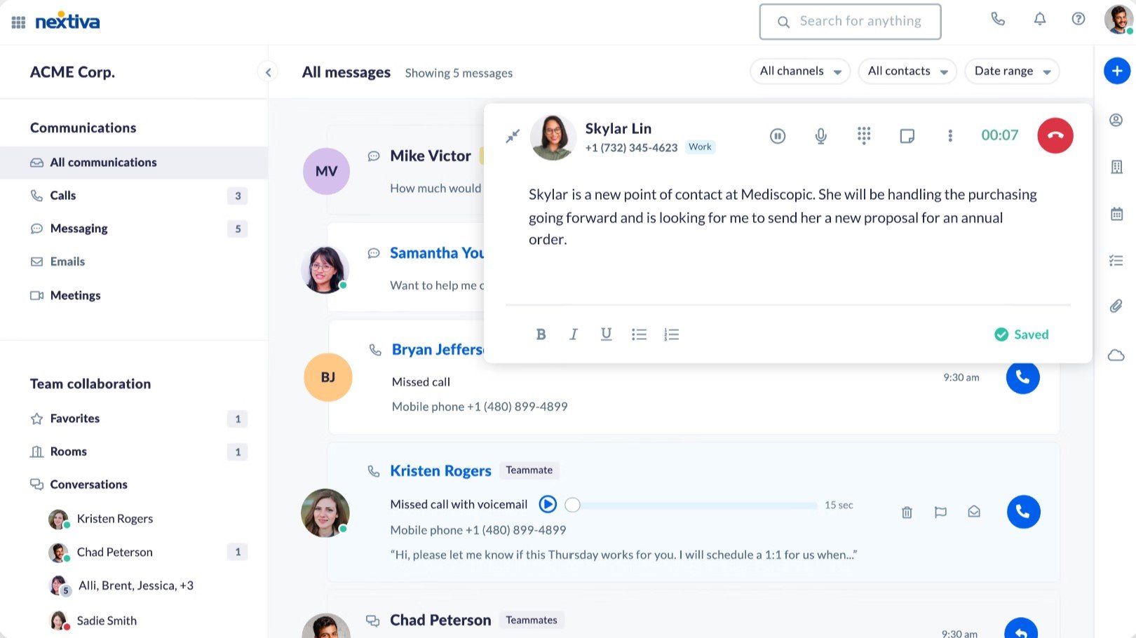 Nextiva Chat Dashboard