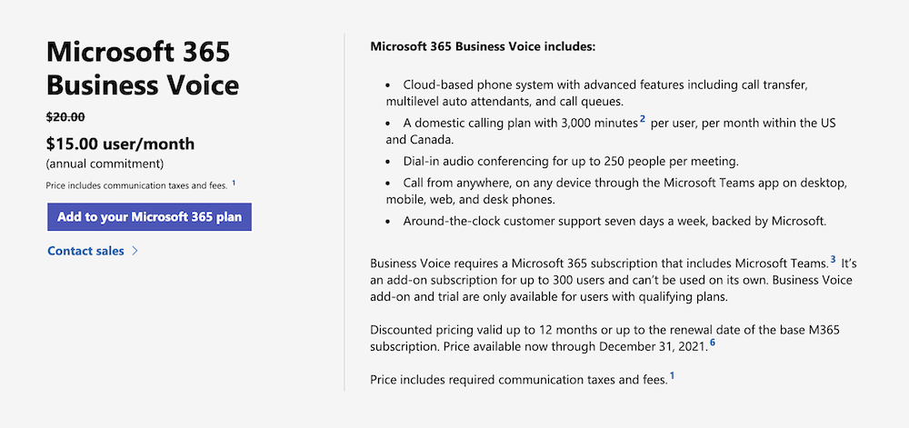 Microsoft Teams Calling Pricing