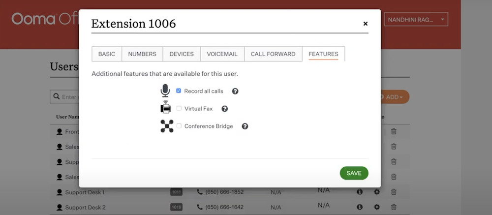 Ooma Call Recording