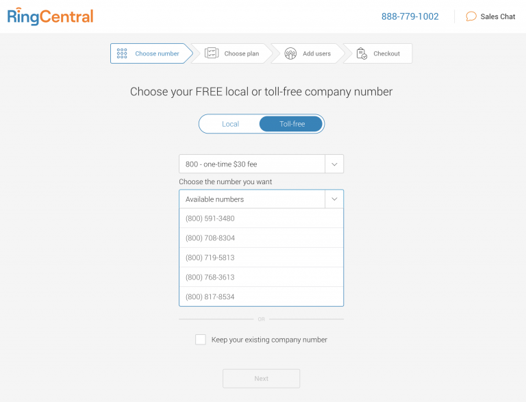 Toll Free 800 Number