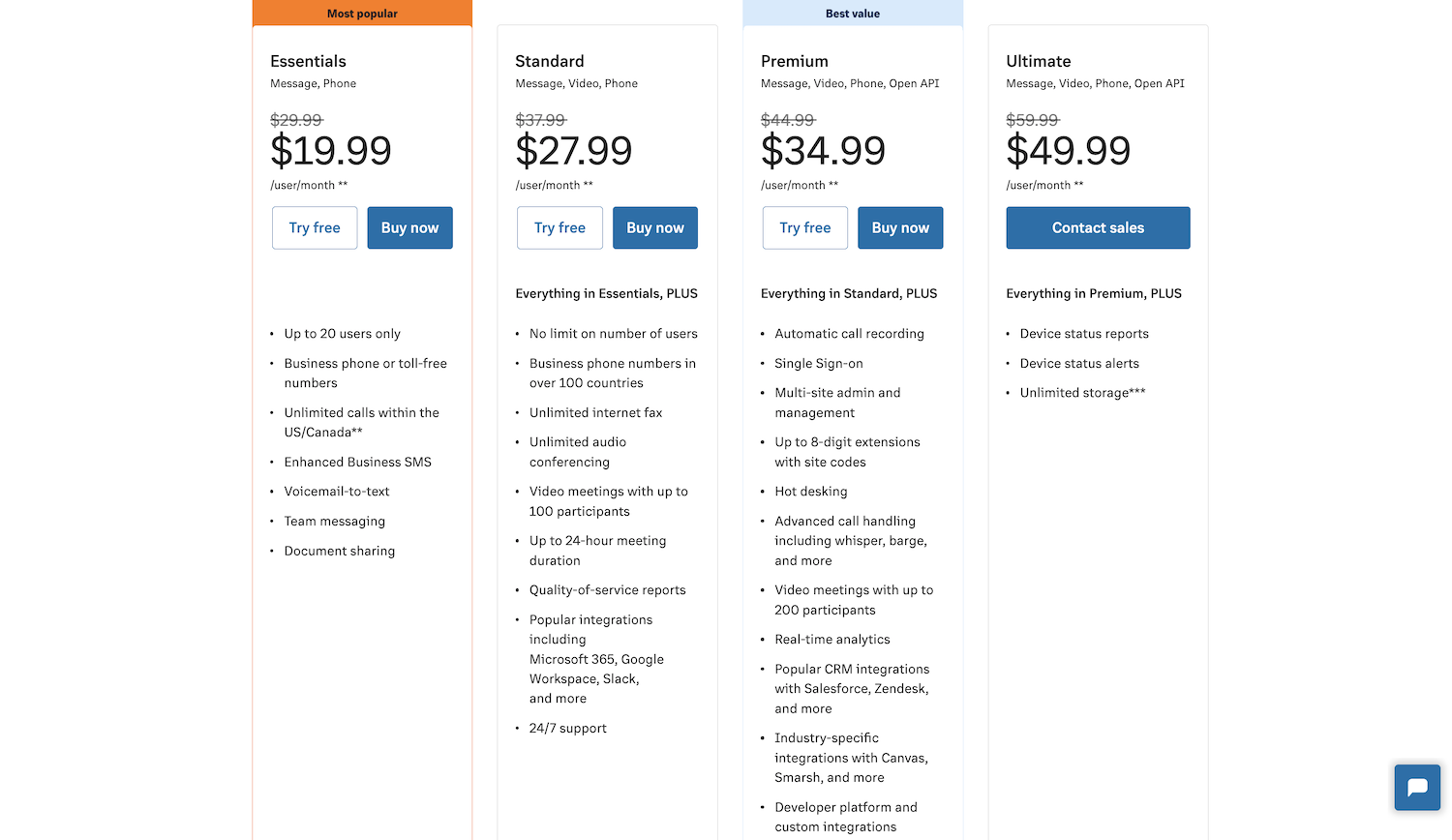 RingCentral Pricing MVP