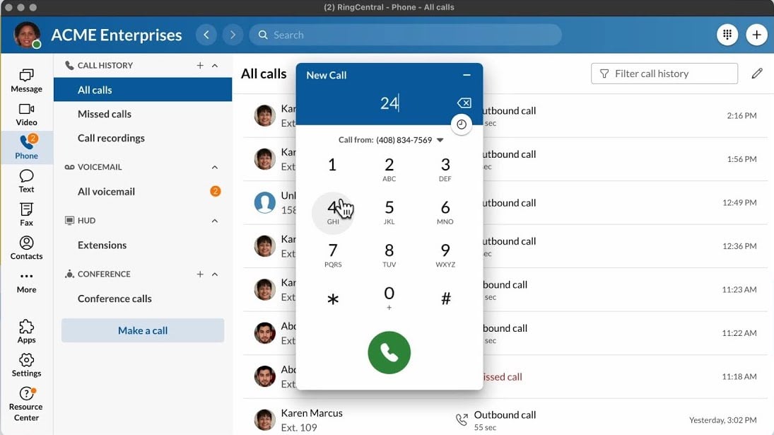 ringcentral voice call