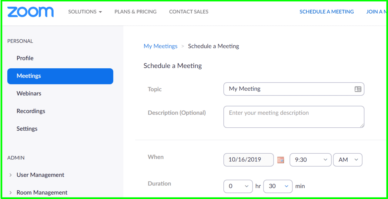 create a zoom meeting