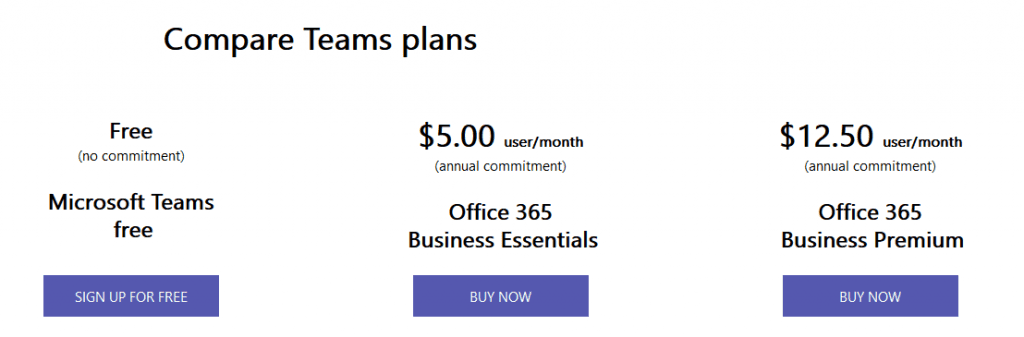 Microsoft Teams Pricing