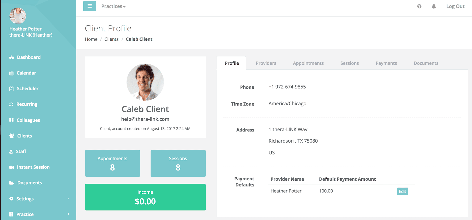 thera-link client profile