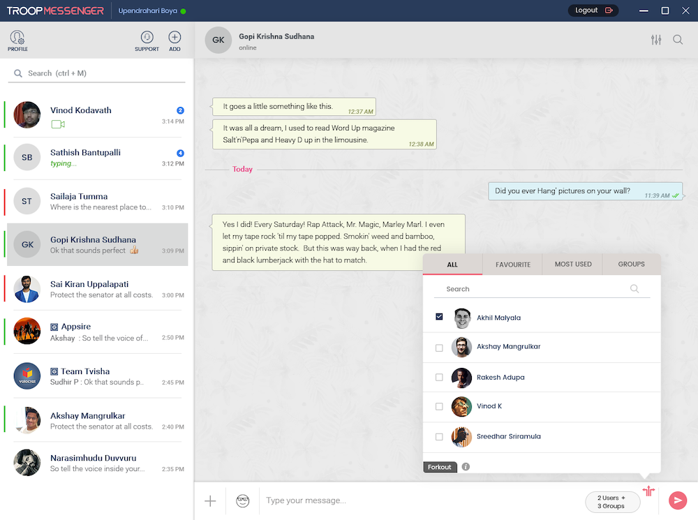 Troop chat