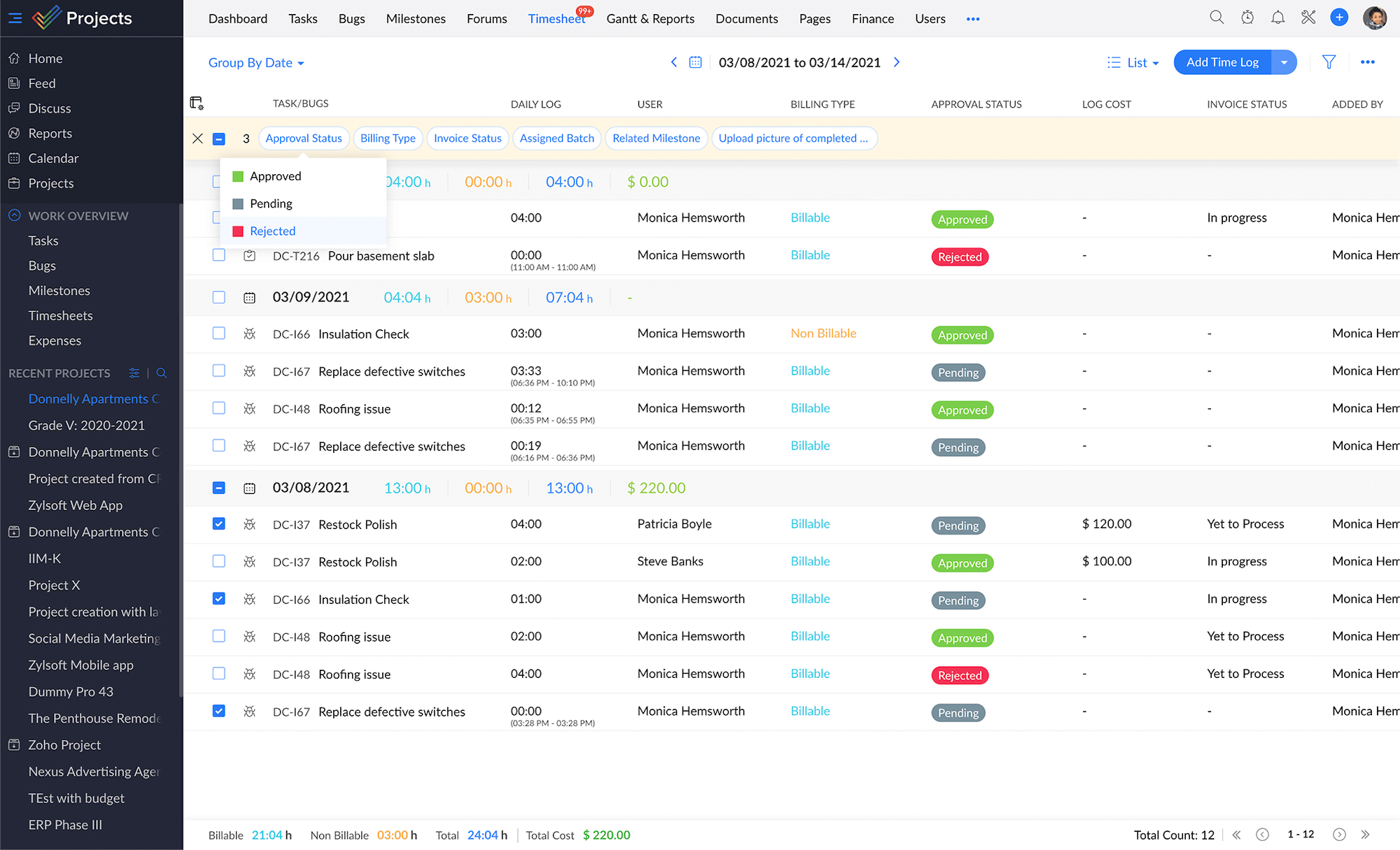 zoho time tracker