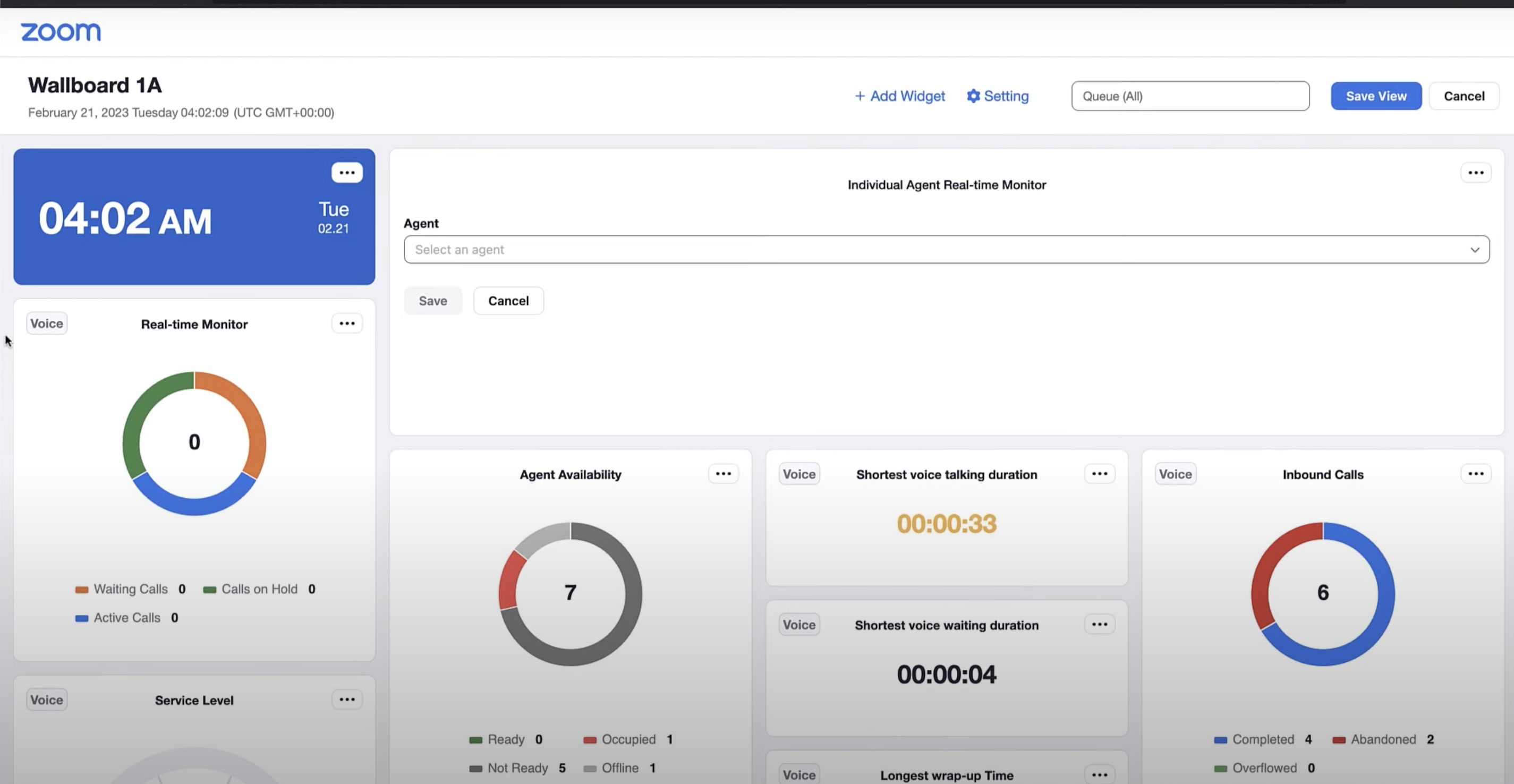 zoom ccaas real time wallboard