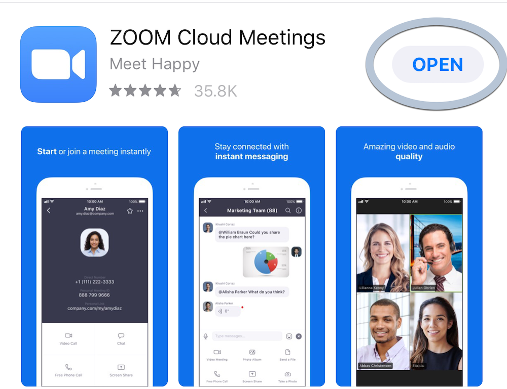 Zoom mobile app